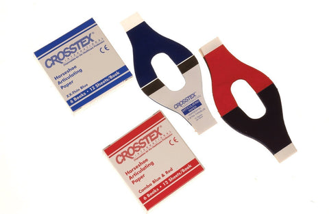 Crosstex TPH Horseshoe Articulating Papers .0028" 71 Microns Red/Blue 6/Pk