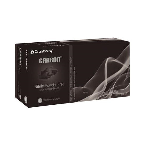 Cranberry CR3238 Carbon Nitrile Exam Gloves Large Textured Fingers 200/Box Black