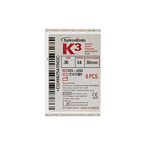 Kerr Dental 825-4350 SybronEndo K3 Engine Files 30mm #35 Taper .04 6/Pk