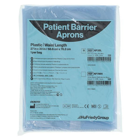 Crosstex NP3BL Patient Apron Counter Neck 27" X 30" Plastic Blue