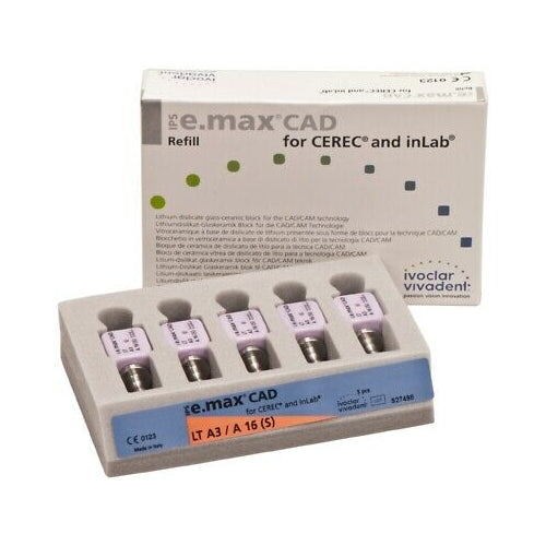 Ivoclar Vivadent 644369 IPS e.max CAD inLab CEREC Blocks LT A3 A16(S) 5/Pk