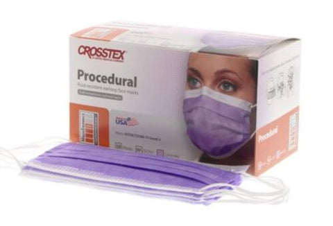 Crosstex GCPLV Procedural Earloop Face Masks Fluid Resistant Lavender 50/Bx