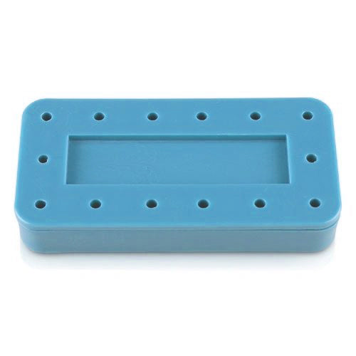 Plasdent 400BR2-2 Silicone Magnetic Dental Bur Block 14-Hole Rectangular Blue