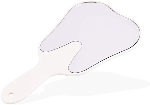 House Brand RM Resin Tooth Shaped Dental Hand Mirror White Handle