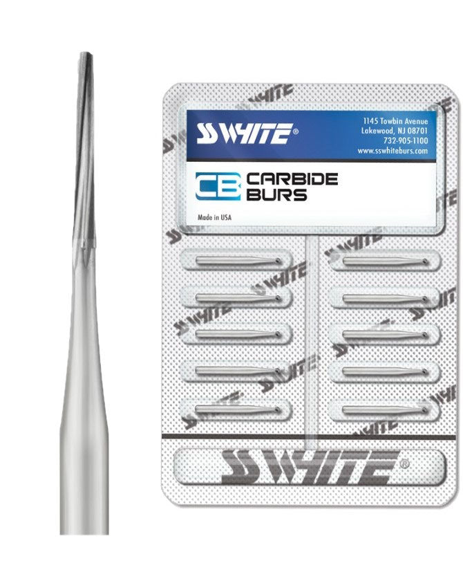 SS White 16887 Friction Grip FG #169L Long Taper Fissure Plain Carbide Burs 10/Pk