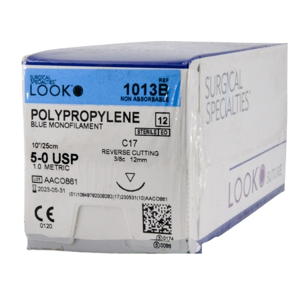 Look X1013B Polypropylene Sutures 5-0 Blue 10