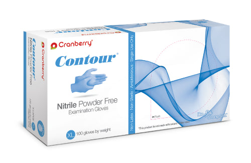 Cranberry 3115 Contour Nitrile Powder Free Examination Gloves Extra Small 100/Bx