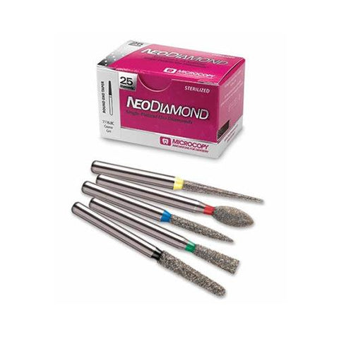 Microcopy 0716.8C NeoDiamond FG #837 Coarse Grit Flat End Cylinder Disposable Diamond Burs 25/PK