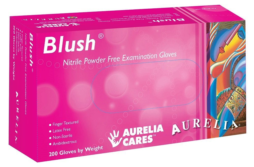 Supermax 78885 Aurelia Blush Powder Free Nitrile Gloves Non Sterile X-Small Pink 200/Bx