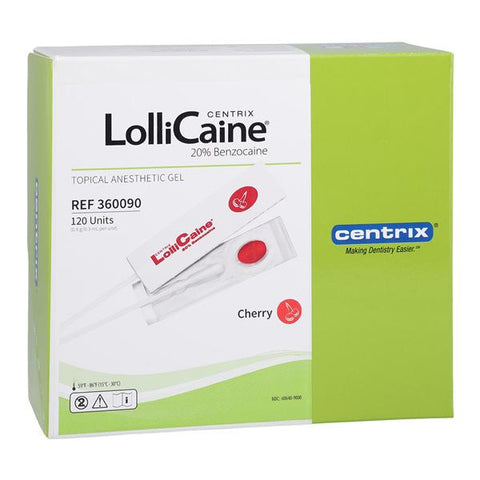 Centrix 360090 Lollicaine Unidose Oral Topical Gel Cherry 120/Pk