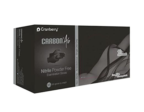 Cranberry CR3265 Carbon Air Nitrile Exam Gloves Extra Small Black Powder Free 300/Box