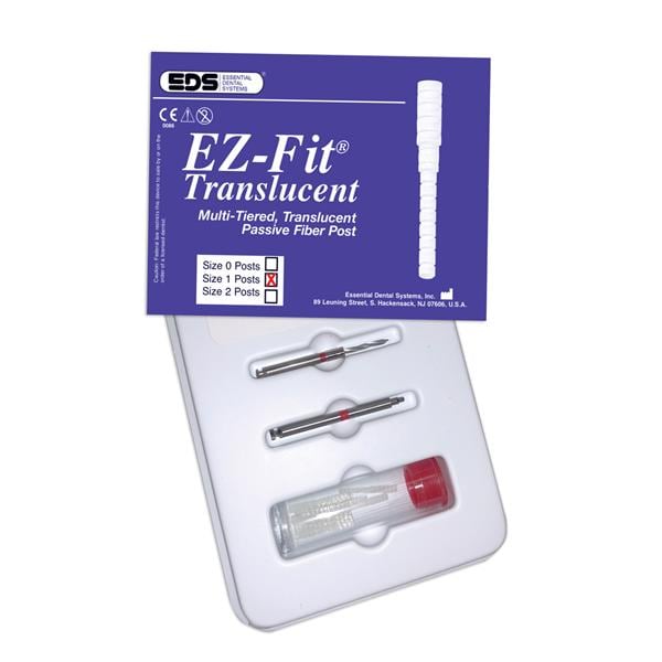 Essential Dental Systems 2535-01 EDS EZ-Fit Passive Translucent Fiber Post Kit Size #1 10/Pk