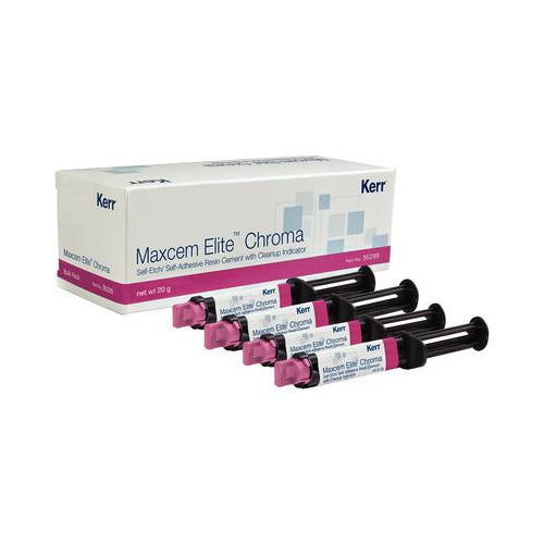 Kerr Dental 36371 Maxcem Elite Chroma Resin Cement Syringes Clear 4/Pk 5 Gm 36299 EXP Jan 2026
