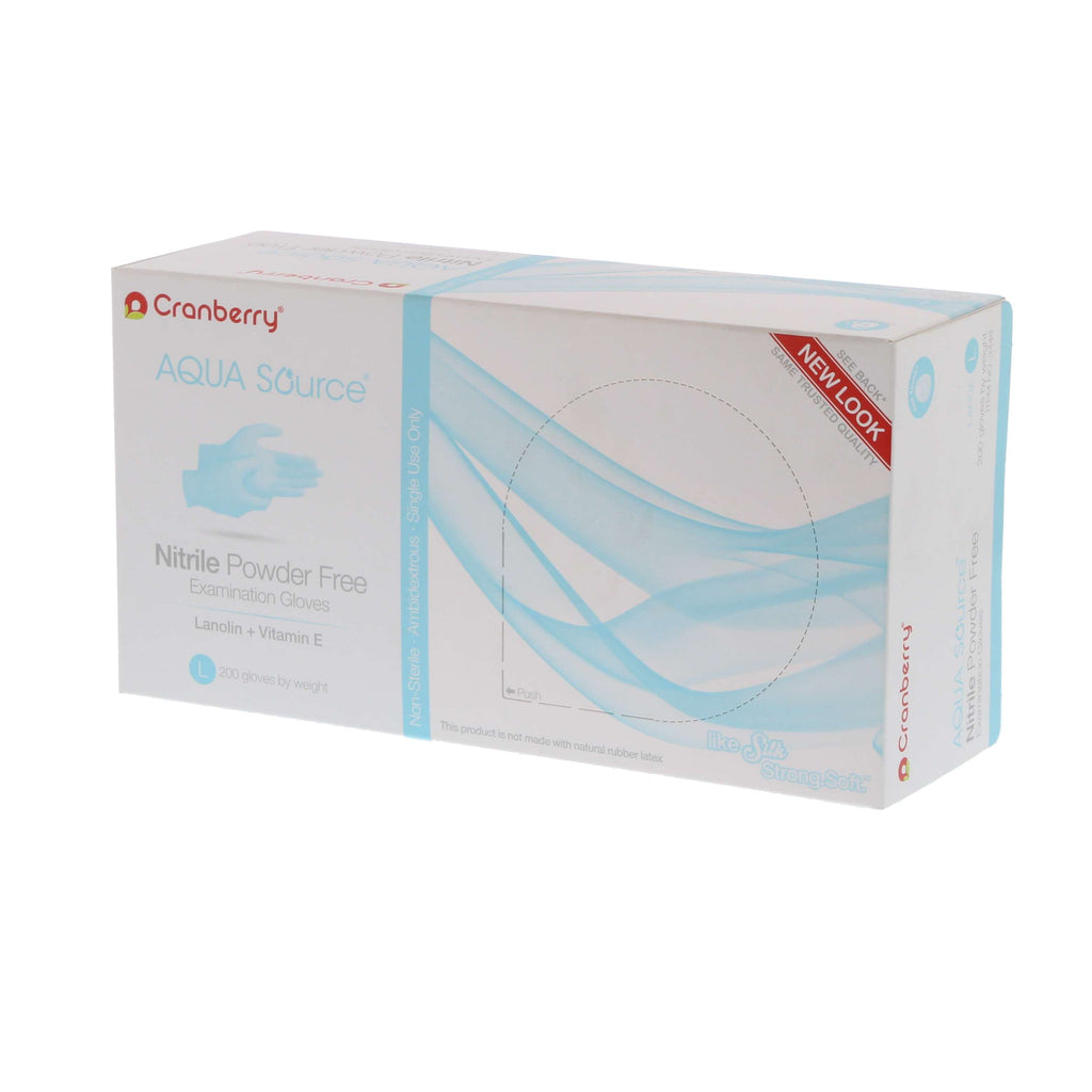 Cranberry 3448 Aqua Source Nitrile Examination Gloves Powder Free Large 200/Bx