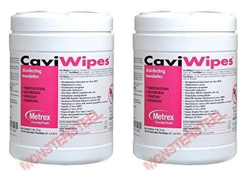 Metrex 13-1100 CaviWipes Disinfecting Towelettes Large 6" x 6.75" 160 Can 2/Pk