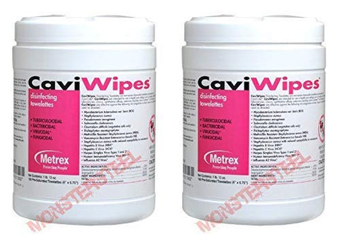 Metrex 13-1100 CaviWipes Disinfecting Towelettes Large 6" x 6.75" 160 Can 2/Pk