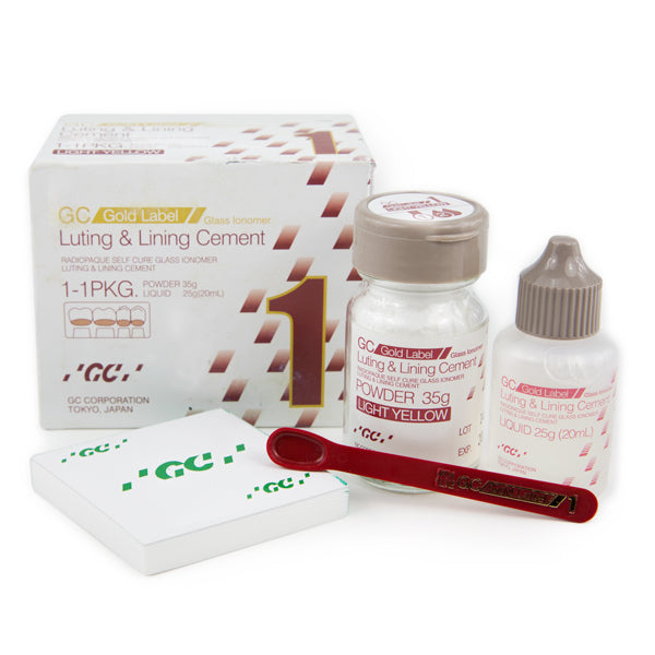 GC 002503 Fuji I Gold Label Glass Ionomer Luting & Lining Cement 1:1 Kit 901007 EXP Aug 2023