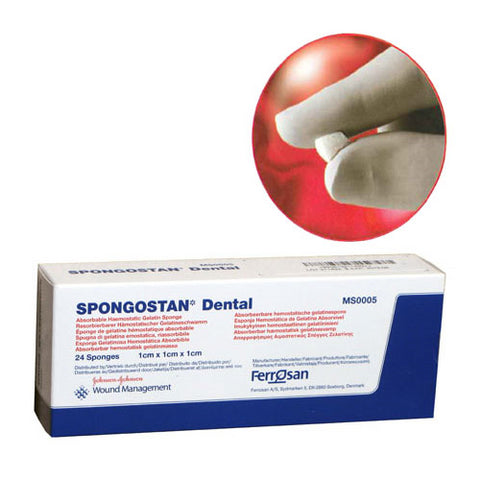 J&J Dental MS0005 Spongostan Absorbable Hemostatic Gelatin Sponge 1x1x1 cm 24/Bx