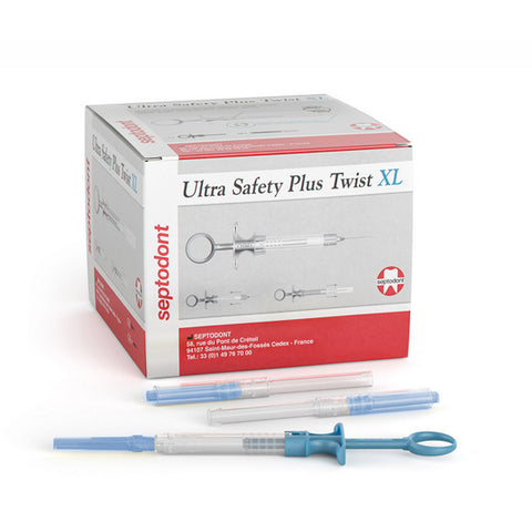Septodont N4401 Ultra Safety Plus Twist XL Dental Needles 30 Gauge Short Blue 100/Box