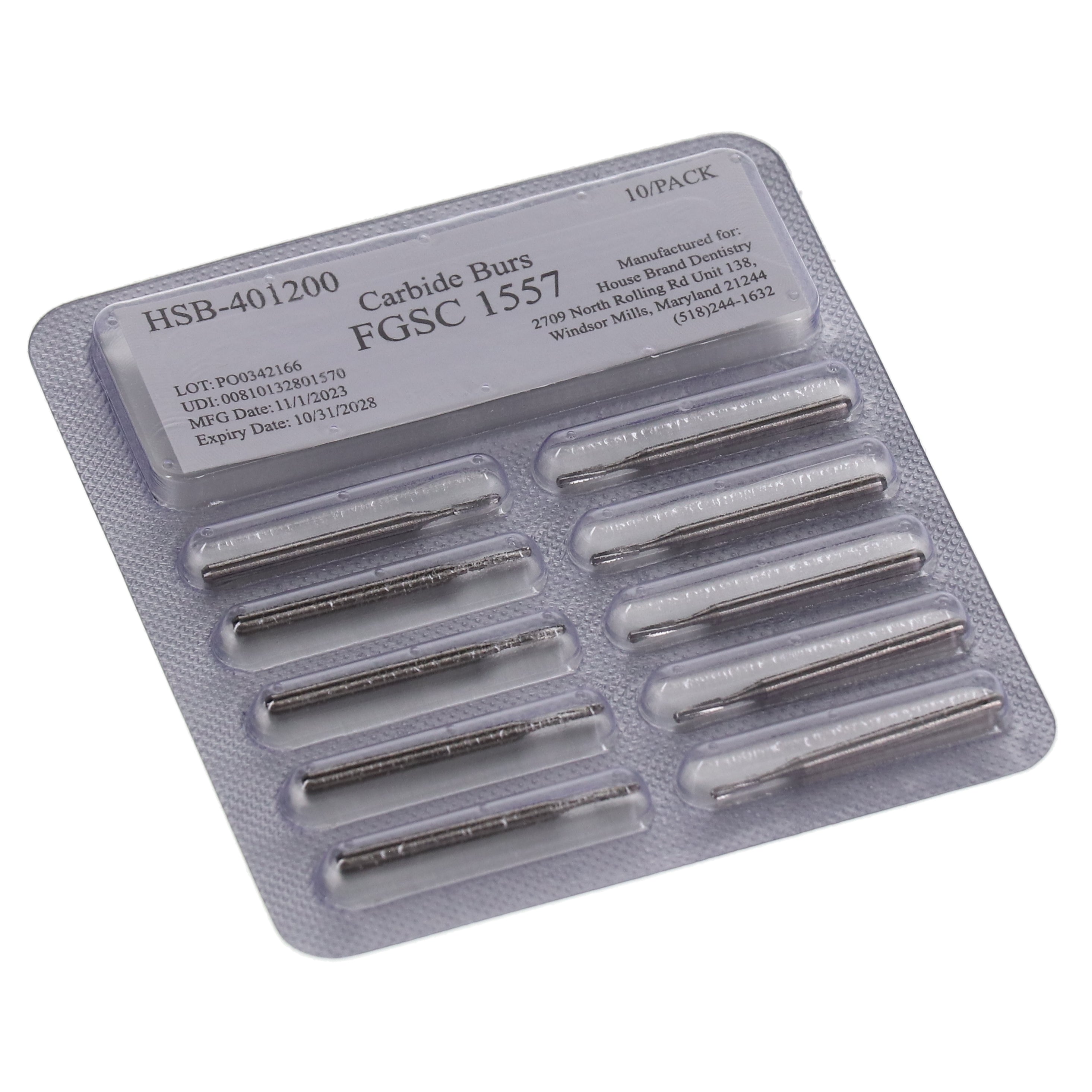 House Brand Dentistry 401200 HSB FG #1557 Surgical Straight Dome Crosscut Carbide Burs 100/Pk