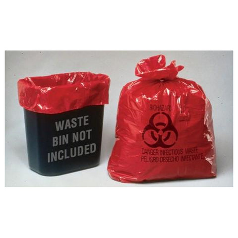Palmero 1961A Dis-Pose Infectious Biohazard Waste Bags 10 Gallon 24" x 24" 100/Pk