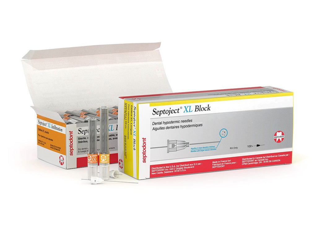 Septodont N1500 Septoject XL Dental Needles 27 Gauge Short Infiltration 100/Bx