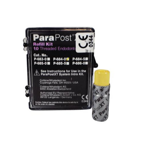 Coltene Whaledent P684-0 ParaPost XT Titanium Threaded Posts .040" Yellow 10/Pk