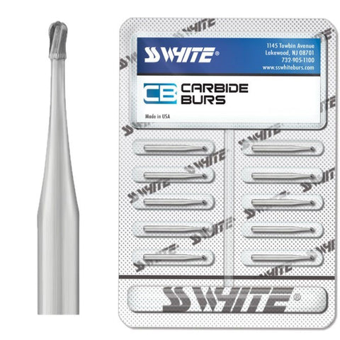 SS White 17840 FG Friction Grip 1P Pear Shaped Short Shank Carbide Burs 10/Pk