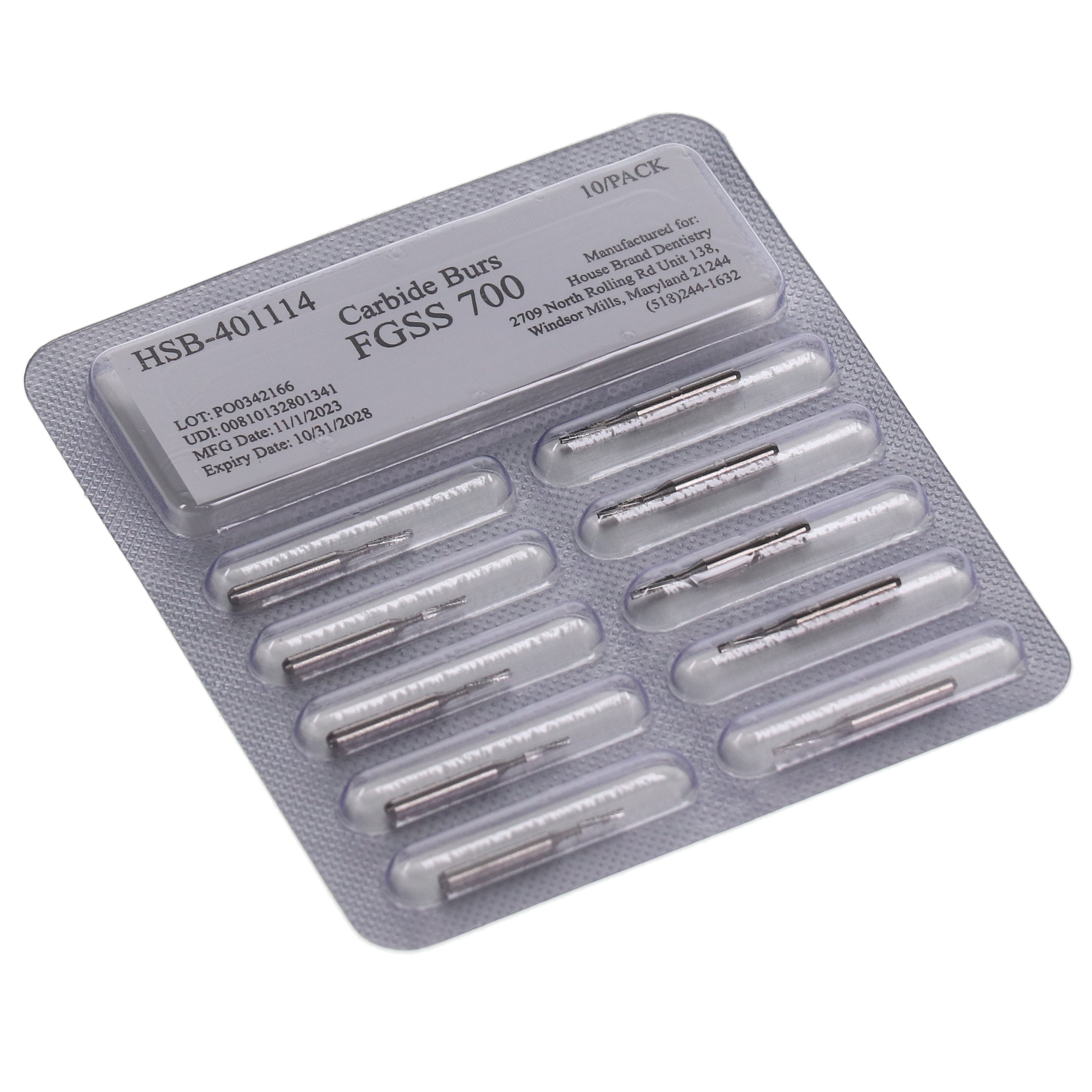 House Brand Dentistry 401114 HSB FG Short Shank #700 Taper Fissure Crosscut Carbide Burs 100/Pk