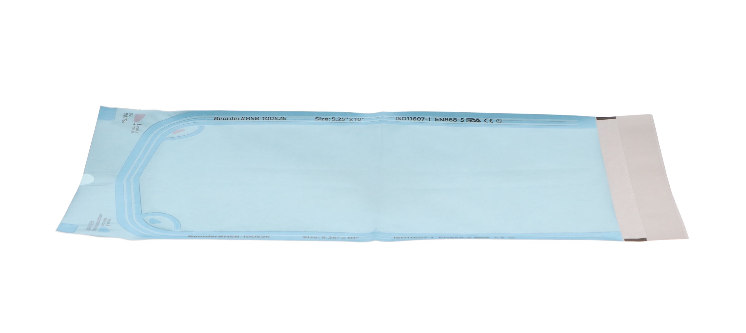 House Brand Dentistry 100526 Paper/Blue Film Self-Sealing Sterilization Pouches 5.25