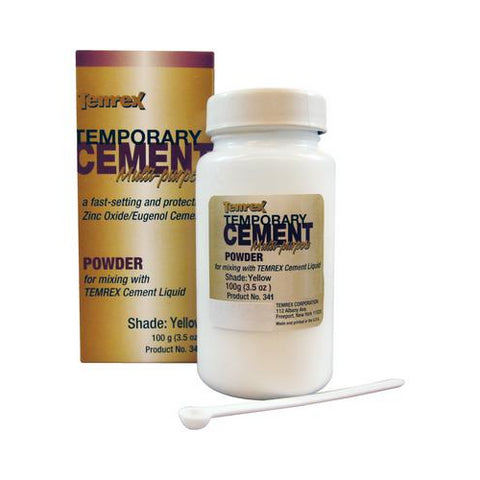 Temrex 341 Zinc Oxide Eugenol Temporary Dental Cement Powder Yellow 100 Gm Bottle