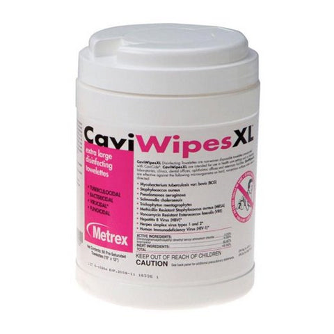 Metrex 13-1150 CaviWipes XL Disinfecting Towelettes XLarge 9" x 12" 66/Can 12/Pk