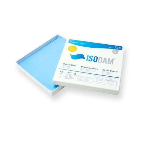 4D Rubber ISO01800520 Isodam Non-Latex Dental Dams 5" X 5" Medium Blue 20/Pk