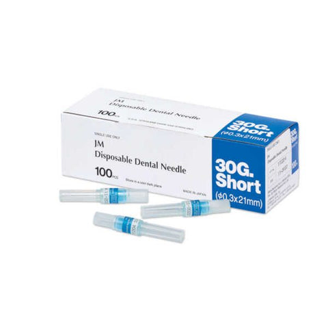 J Morita 20-30GS Disposable Dental Needles Plastic Hub 30 Gauge Short 100/Bx