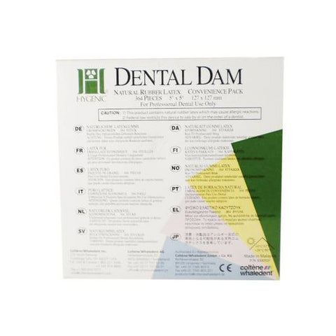 Coltene Whaledent H04241 Hygenic Rubber Dental Dam 5" x 5" Medium Green 364/Bx