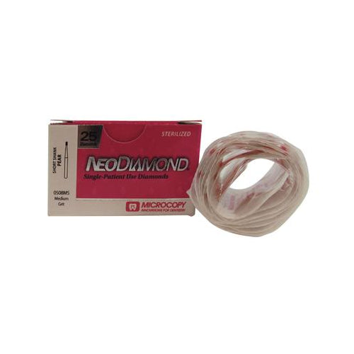 Microcopy 0508MS NeoDiamond FG Friction Grip #0508 Short Shank Pear Shaped Medium Grit Diamond Burs 25/Pk