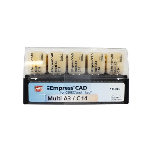 Vivadent 602600 Ivoclar IPS Empress CAD CEREC Blocks InLab Multi A3 C14 5/PK
