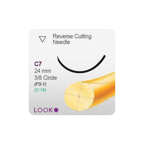 Look 553B Plain Gut Absorbable Reverse Cutting Sutures C7 3/8 Circle 3-0 27" 12/Bx