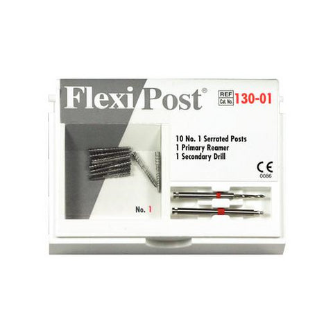 Essential Dental Systems 130-01 Flexi-Post Stainless Steel Posts #1 Red 10/Pk