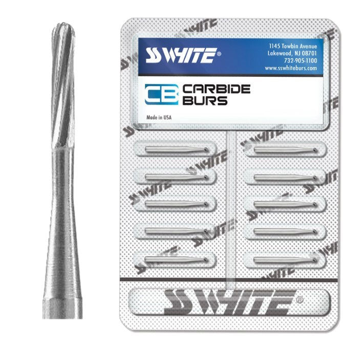 SS White 13158 Friction Grip FG #1158 Straight Dome Plain Carbide Burs 100/Pk