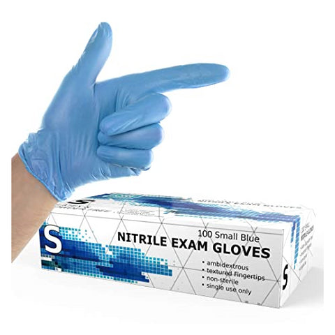 House Brand Dentistry 850014724887 Nitrile Exam Gloves Small Textured Fingertips 100/Bx