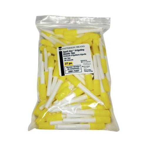 Vista Dental 315527 Appli-Vac Irrigating Tips 27 Gauge Yellow Luer Style 100/Bx