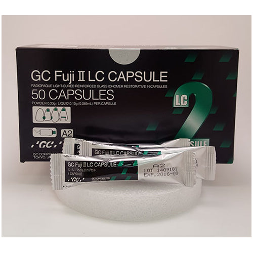 GC 000139 Fuji II LC Light Cure Glass Ionomer Restorative Capsules A2 50/Pk EXP Oct 2023