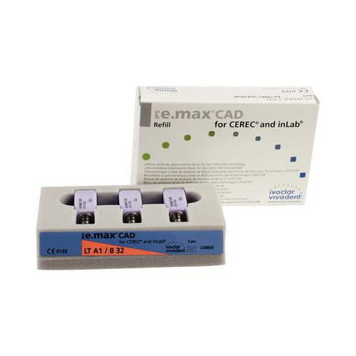 Ivoclar Vivadent 648204 IPS e.max CAD CEREC inLab Blocks LT A1 B32 3/Pk