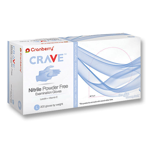 Cranberry 3555 Crave Nitrile Exam Gloves Powder Free Extra Small 200/Bx