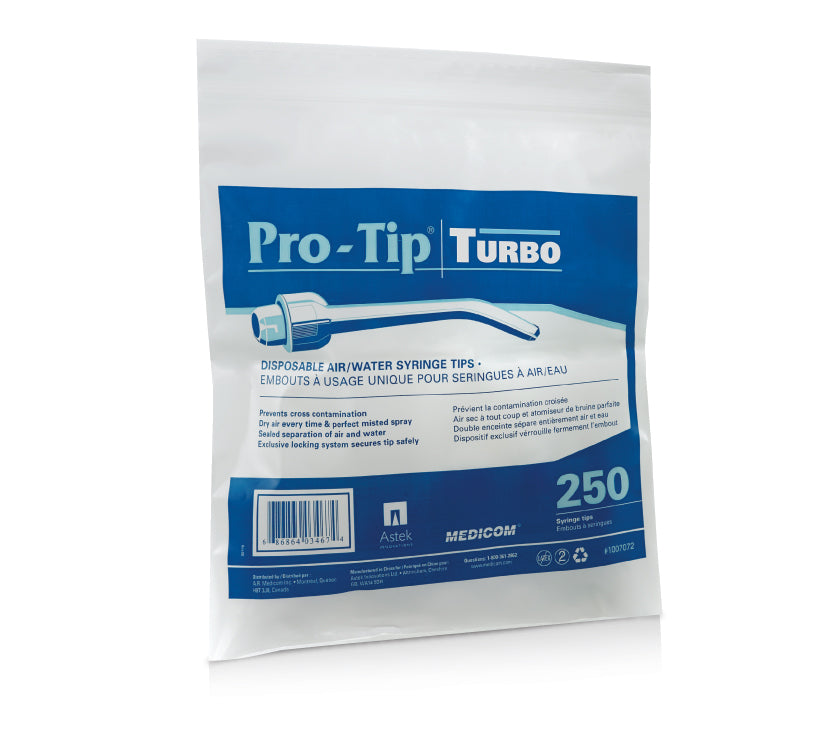 Medicom 1007072 Pro-Tip Turbo Disposable Air/Water Syringe Tips 250/Bg