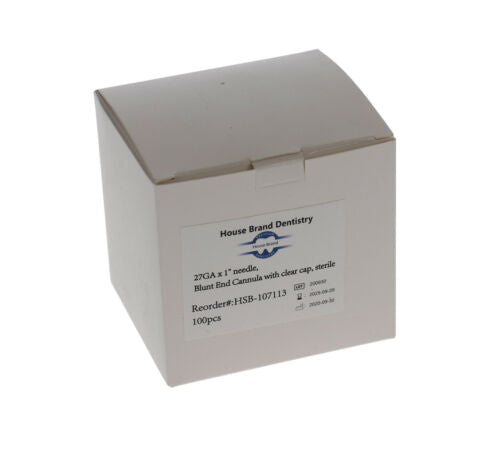 House Brand Dentistry 107113 Endo Irrigating 27 Gauge Dental Needles 100/Pk