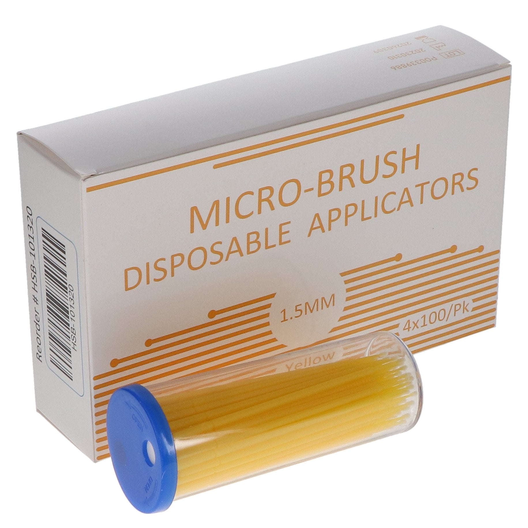 House Brand Dentistry 101320 Micro-Brush Disposable Applicators Fine Yellow 4 x 100/Pk