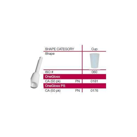 Shofu Dental 0181 OneGloss Cup Shape Silicone Finisher & Polishers 50/Pk