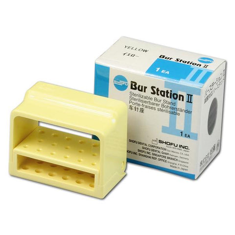 Shofu Dental 0796 Bur Block Station II Yellow Fits 17 Burs 11 FG 6 CA Single